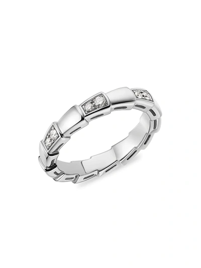 Bvlgari Women's Serpenti Viper 18k White Gold & Pavè Diamond Ring In 10 White Gold