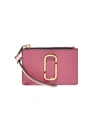 Marc Jacobs Women's Small The Snapshot Zip Leather Card Case In Dusty Ruby Multi