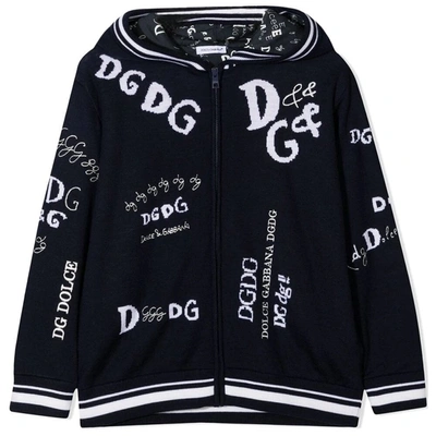 Dolce & Gabbana Dolce &amp; Gabbana D&amp;g All Over Hoodie In Navy