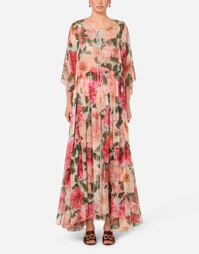 Dolce & Gabbana Camellia-print Chiffon Caftan