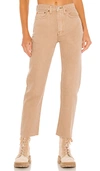Re/done 70s Originals Stove Pipe Cropped High-rise Straight-leg Jeans In Washed Khaki