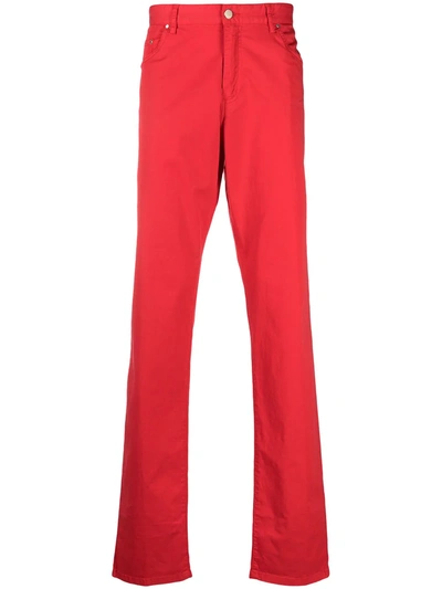 Paul & Shark Slim-cut Five-pocket Trousers In Red