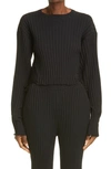 Stella Mccartney Rib Wool Blend Crop Sweater In Black
