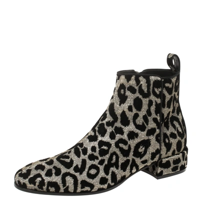 Pre-owned Dolce & Gabbana Gold/silver Animal Print Lurex Fabric Boots Size 38 In Metallic