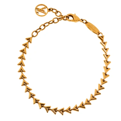 Pre-owned Louis Vuitton Petit Essential V Gold Tone Bracelet
