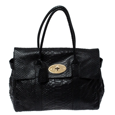 Pre-owned Mulberry Black Python Effect Leather Bayswater Satchel