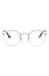 Ray Ban 51mm Round Optical Glasses In Silver