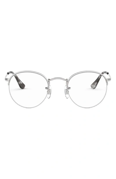 Ray Ban 51mm Round Optical Glasses In Silver