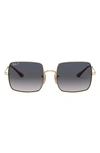 Ray Ban Square 1971 Classic Sunglasses Gold Frame Blue Lenses Polarized 54-19 In Gold/ Blue Gradient