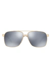 Versace 59mm Aviator Sunglasses In Gold/ Silver Mirror