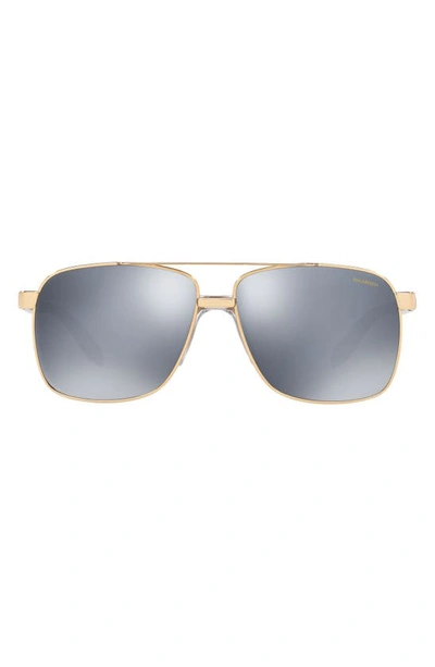 Versace 59mm Aviator Sunglasses In Gold/ Silver Mirror