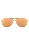 Oakley 59mm Polarized Aviator Sunglasses In Polished Gold/ Prizm Rose Gold