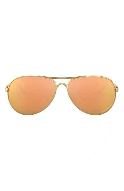 Oakley 59mm Polarized Aviator Sunglasses In Polished Gold/ Prizm Rose Gold