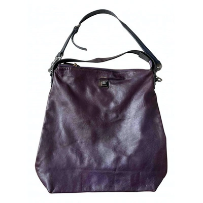 Pre-owned Celine Leather Handbag In Purple