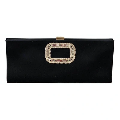 Pre-owned Roger Vivier Silk Clutch Bag In Black