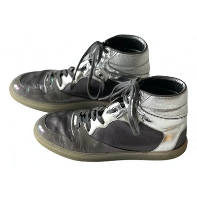 Pre-owned Balenciaga Leather Trainers In Silver