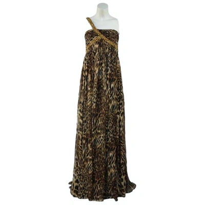 Pre-owned Marchesa Notte Silk Dress In Brown