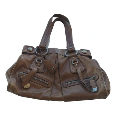 Pre-owned Donna Karan Leather Handbag In Camel
