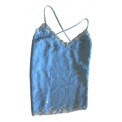 Pre-owned P.a.r.o.s.h Glitter Camisole In Turquoise