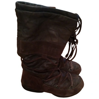 Pre-owned Moon Boot Leather Boots In Brown