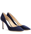 Jimmy Choo 85mm Romy Suede Pumps In Navy