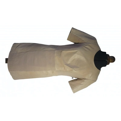 Pre-owned Goosecraft Leather Mid-length Dress In Beige