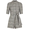 ALICE AND OLIVIA VIRGIL CHECKED BELTED PLAYSUIT,3966695