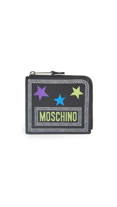 Moschino Star Wallet In Fantasy Print Black