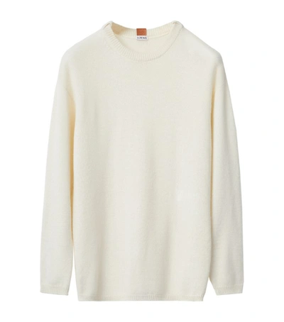 Loewe Alpaca Blend Knit Crewneck Sweater In Off White
