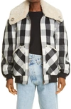 R13 EXAGGERATED GENUINE SHEARLING COLLAR BOMBER JACKET,R13W9326-11A