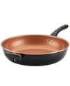 FARBERWARE GLIDE COPPER CERAMIC NONSTICK 12.5" DEEP SKILLET WITH HELPER HANDLE