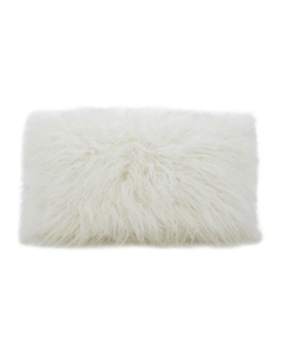 Saro Lifestyle Mongolian Faux Fur Decorative Pillow, 12" X 20" In Ivory