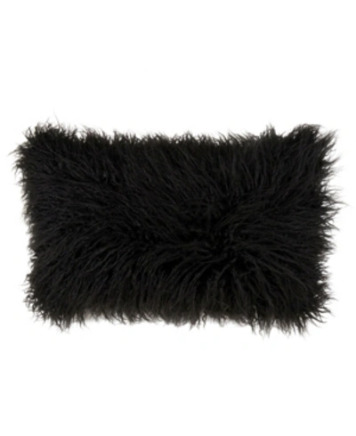 Saro Lifestyle Mongolian Faux Fur Decorative Pillow, 12" X 20" In Black