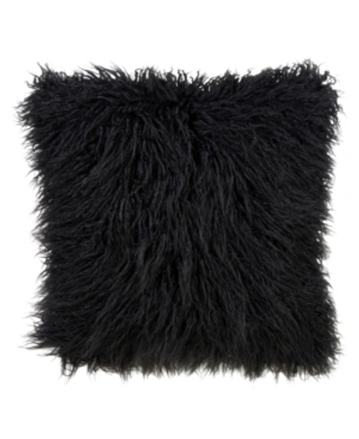 Saro Lifestyle Mongolian Faux Fur Decorative Pillow, 18" X 18" In Black