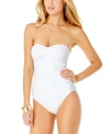 Anne Cole Twist-front Ruched One-piece Swimsuit In White