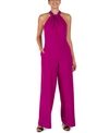 Julia Jordan Twist-front Halter Jumpsuit In Fuchsia