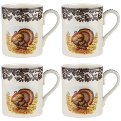 Spode Woodland Turkey Mug Set/4 In Brown