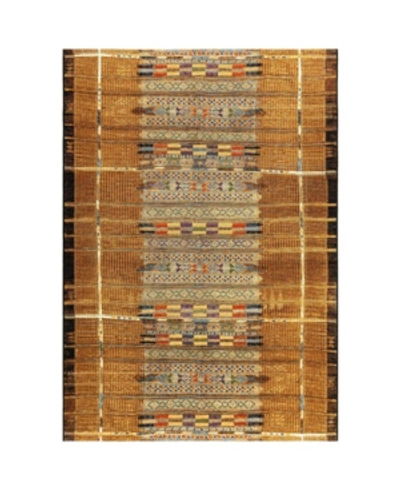 Liora Manne Marina Tribal Stripe 6'6" X 9'4" Outdoor Area Rug In Gold