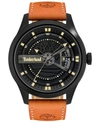 TIMBERLAND MEN'S LIGHT BROWN LEATHER STRAP WATCH 46MM