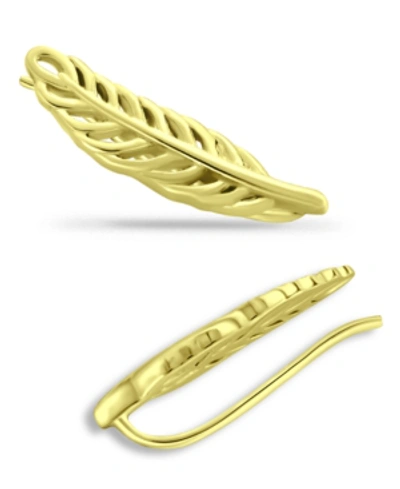 Giani Bernini Feather Ear Crawler Earrings In 18k Gold Over Sterling Silver Or Sterling Silver In Gold Over Silver