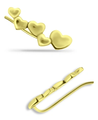 Giani Bernini Heart Ear Crawler Earrings In 18k Gold Over Sterling Silver Or Sterling Silver In Gold Over Silver
