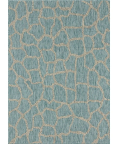 Bridgeport Home Outdoor Pashio Pas7 Light Aqua 8' X 11' 4" Area Rug