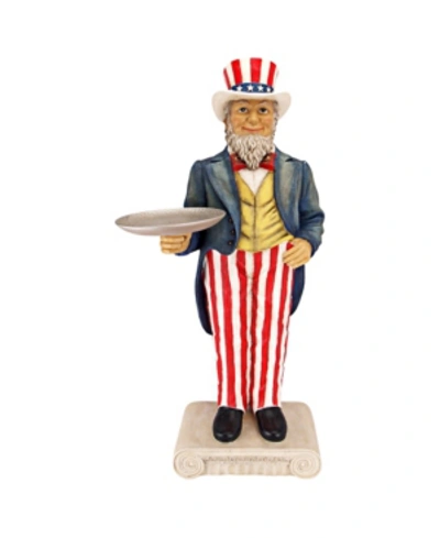 Design Toscano Uncle Sam Yankee Doodle Dandy Butler Pedestal Sculptural Table In Multi