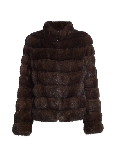The Fur Salon Sectioned Sable Fur Jacket In Extra Silvery