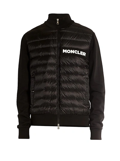 Moncler Down-filled Zip-up Cardigan In Black