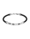JOHN HARDY CLASSIC CHAIN HAMMERED SILVER & WOVEN LEATHER BRACELET,400013541436