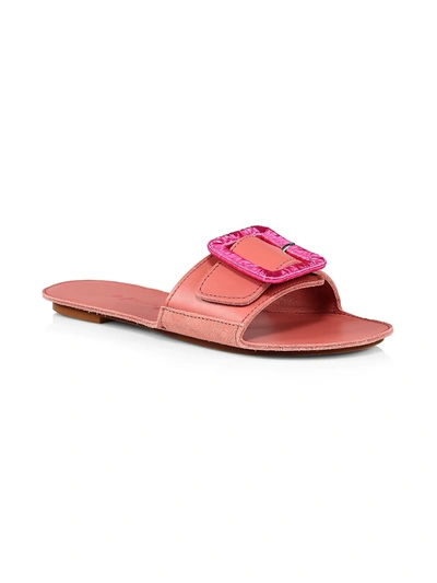 Definery Loop Leather Flat Sandals In Pink