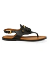 See By Chloé Hana Leather Slingback Thong Sandals In Black