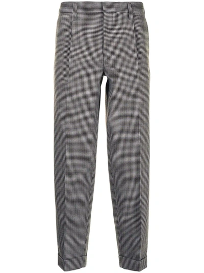 Kolor Tapered Check Cropped Trousers In Brown