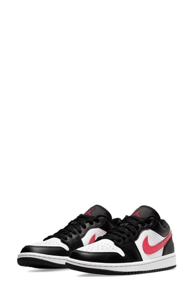 Jordan 1 Low Sneaker In Black/ Siren Red/ White